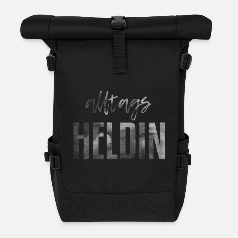 Alltags Heldin - Rolltop Rucksack - Schwarz