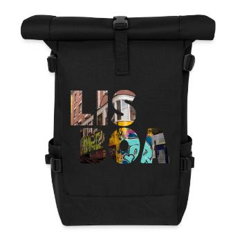 Lisboa electrico -Lissabon Straßenbahn Lisbon tram - Rolltop Rucksack - Schwarz - Vorne
