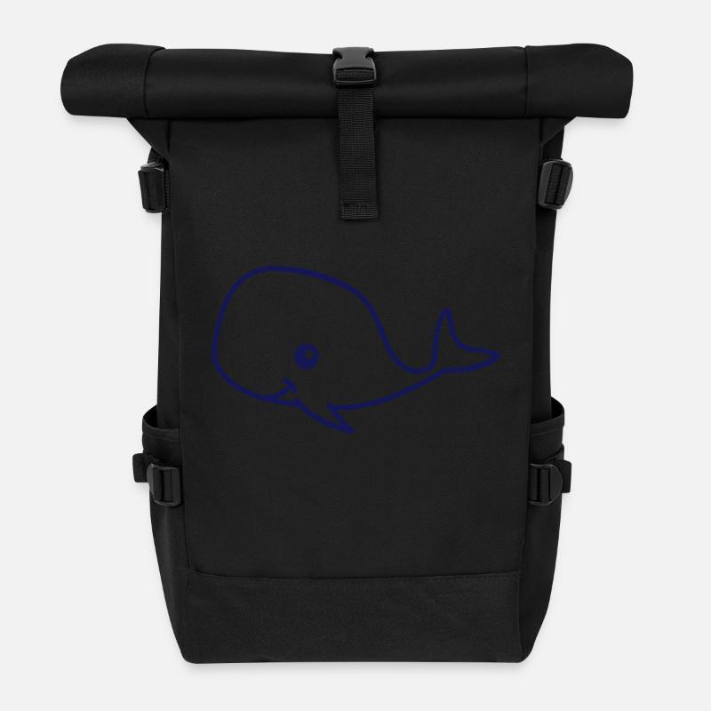 Funny Whale - Roll Top Backpack - black