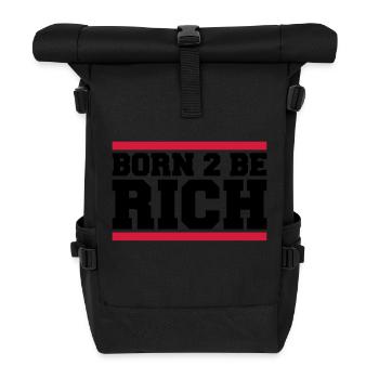 born_2_be_rich_qu2 - Sac à dos roll top - noir - Devant