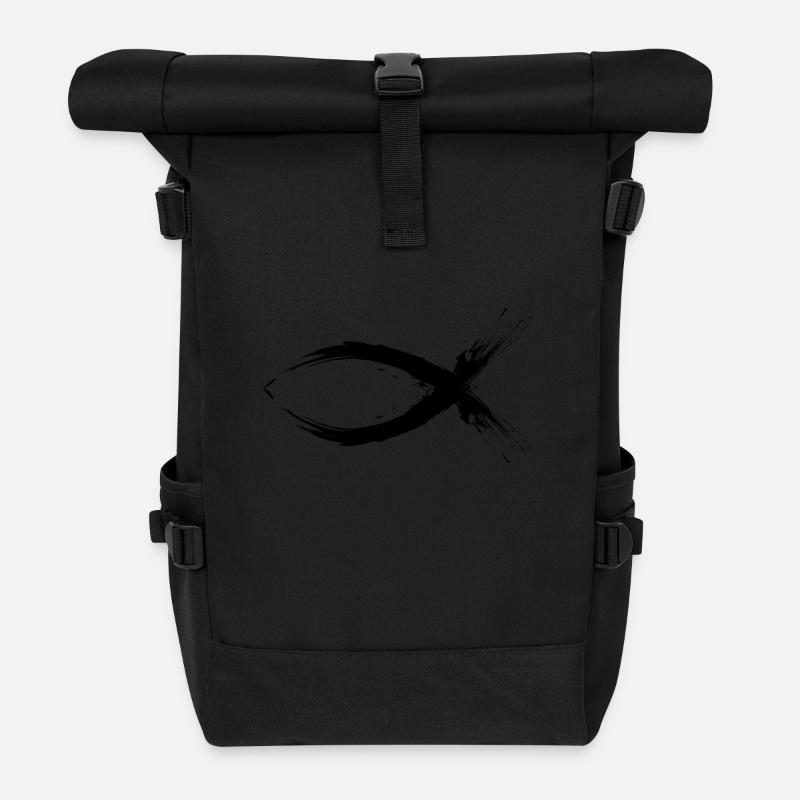 Fisch Christentum Symbol Religion Kirche - Rolltop Rucksack - Schwarz