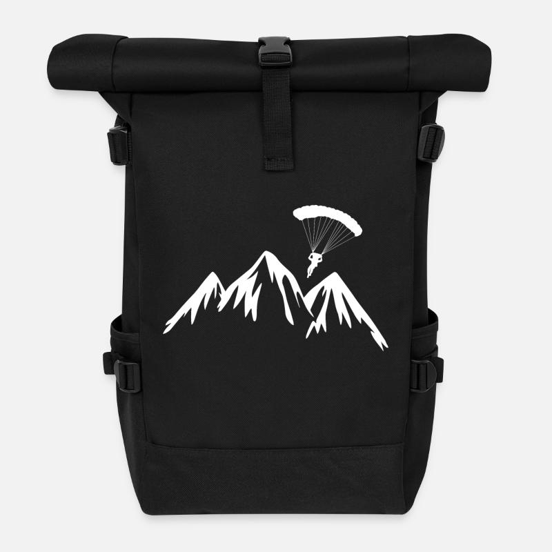 Paragliding Extremsport Paraglider - Rolltop Rucksack - Schwarz