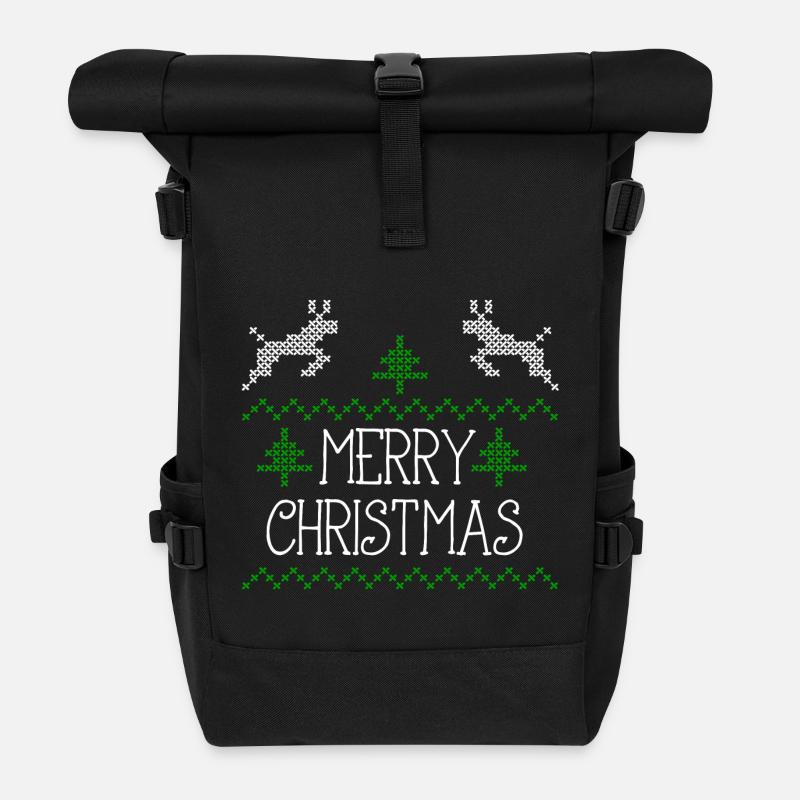 Merry Christmas design I - Rolltop Rucksack - Schwarz