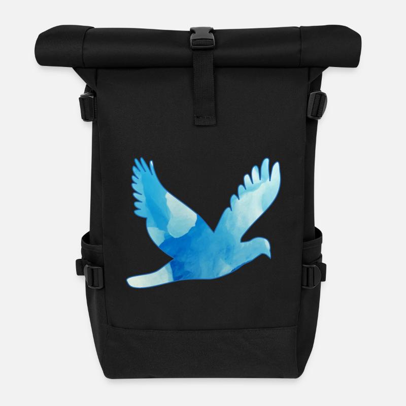 Dove flying / pigeon - Roll Top Backpack - black
