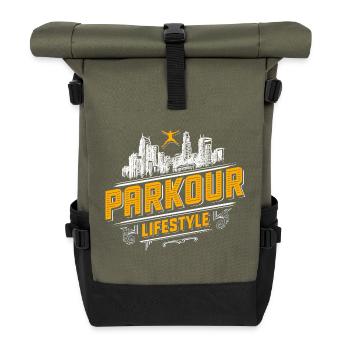 Parkour - Freerunning - Parcour - Roll Top Backpack - olive/black - Front