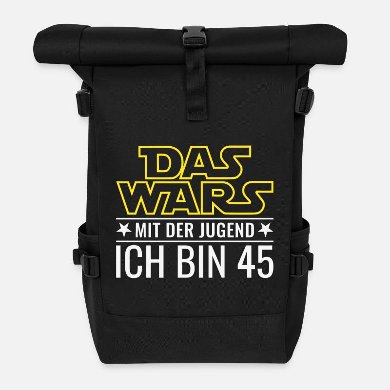 45. Geburtstag Das wars mit der Jugend Ich bin 45 - Rolltop Rucksack - Schwarz