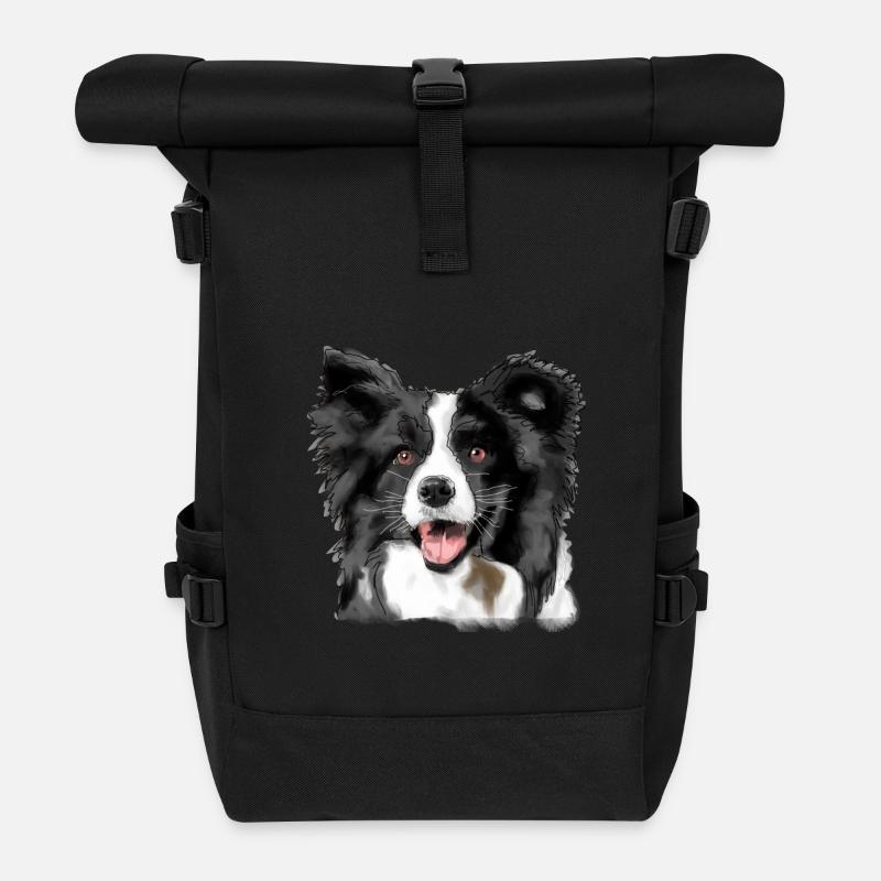 Border Collie - Rolltop Rucksack - Schwarz