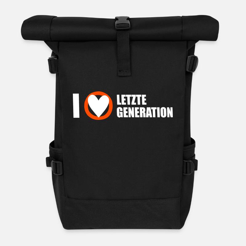 Letzte Generation - Design 3 - Rolltop Rucksack - Schwarz