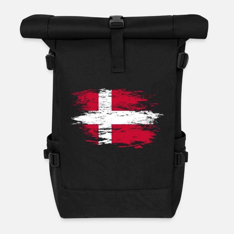 Dänemark Flagge used - Rolltop Rucksack - Schwarz