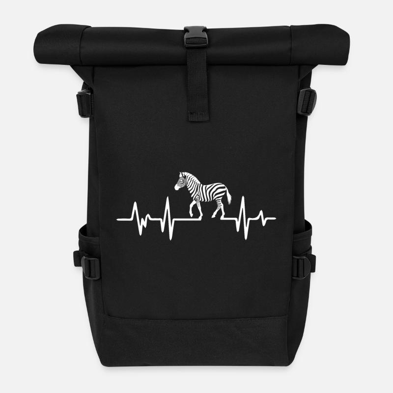 Zebra Herzschlag Puls Herz - Rolltop Rucksack - Schwarz