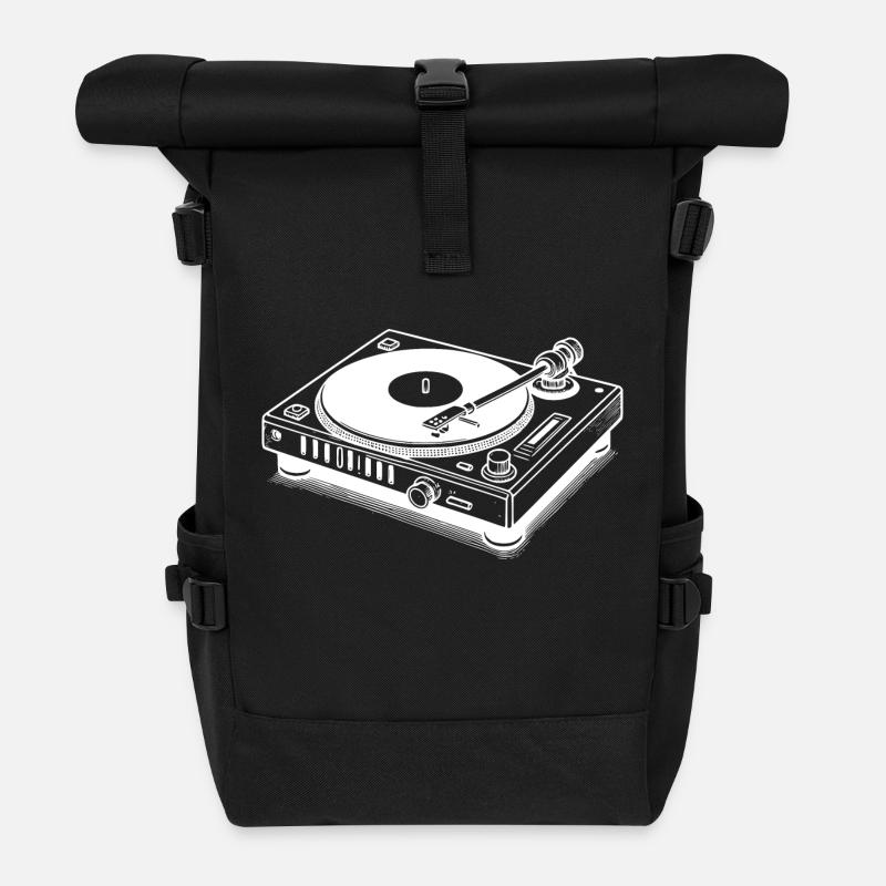 Plattenspieler - Rolltop Rucksack - Schwarz