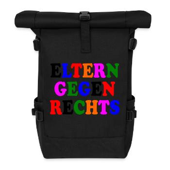 Eltern gegen rechts - Rolltop Rucksack - Schwarz - Vorne