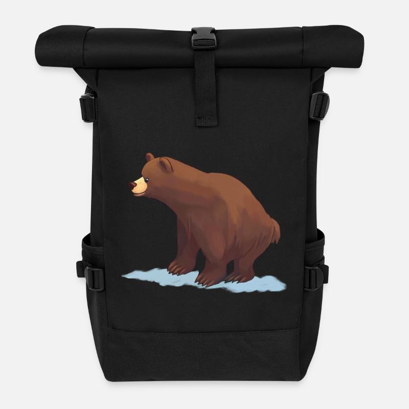 Braunbär (Gemälde) - Rolltop Rucksack - Schwarz