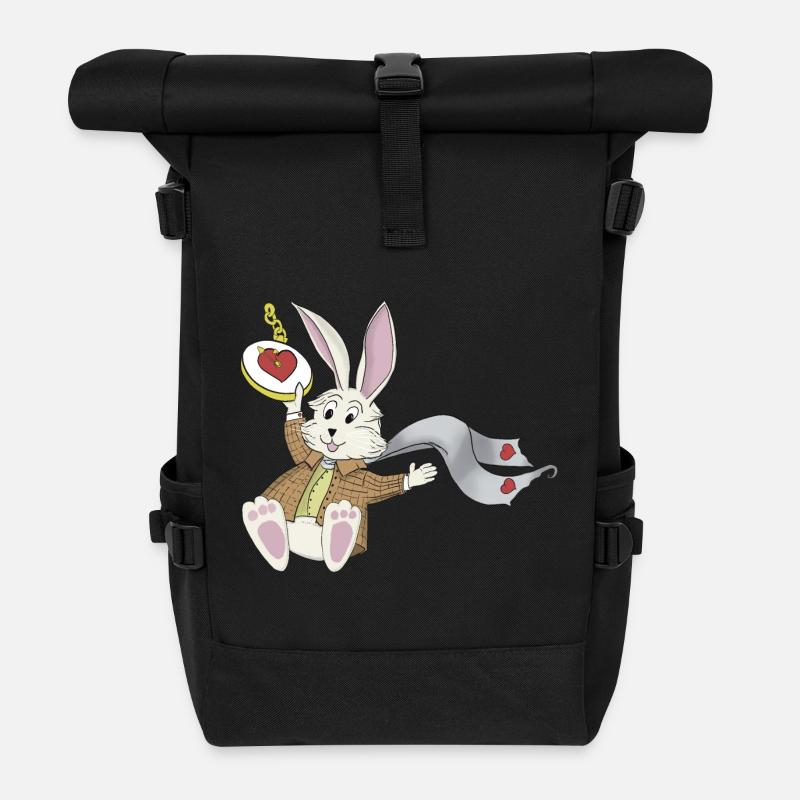 Weißes Kaninchen - Rolltop Rucksack - Schwarz