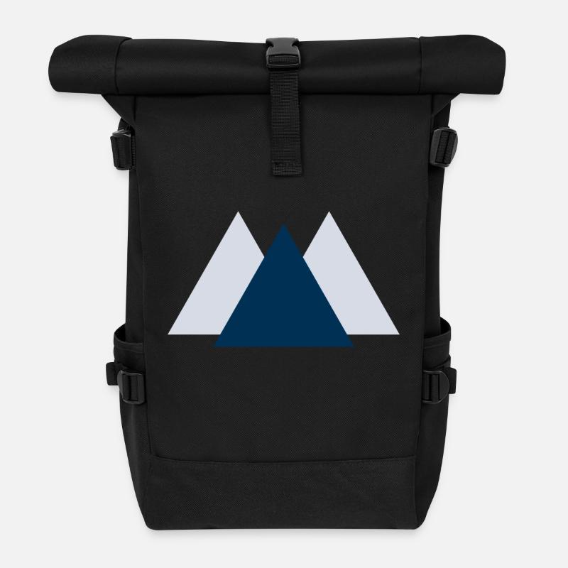Geometric Peaks - Rolltop Rucksack - Schwarz