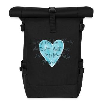 Heart with Statement - Roll Top Backpack - black - Front