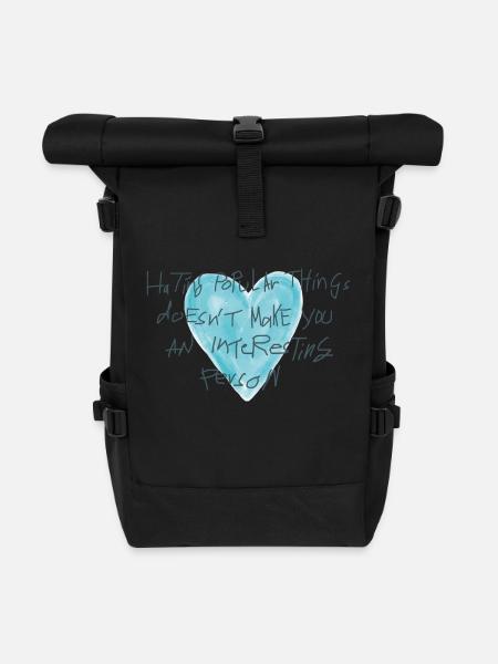 Herz mit Statement - Rolltop Rucksack - Schwarz