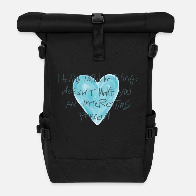 Herz mit Statement - Rolltop Rucksack - Schwarz