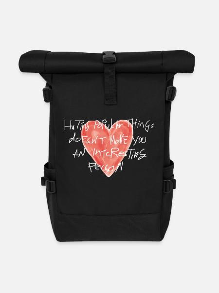 Trendy heart design - Roll Top Backpack - black