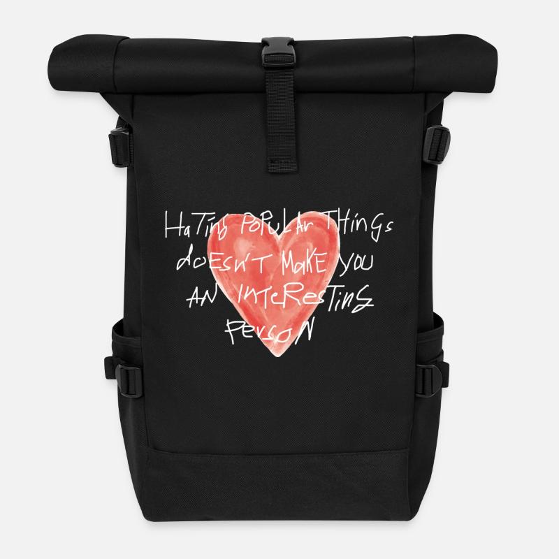 Trendy Herz Design - Rolltop Rucksack - Schwarz