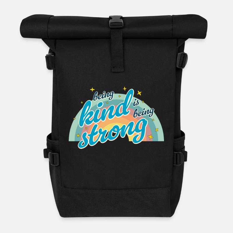 Freundlich zu sein bedeutet, stark zu sein - Rolltop Rucksack - Schwarz