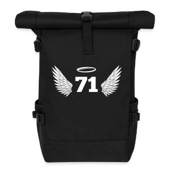 Nummer 71 Engel - Flügel zum 71. Geburtstag - Rolltop Rucksack - Schwarz - Vorne