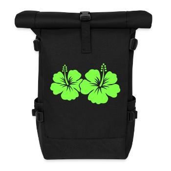 Hibiskus Blume - Rolltop Rucksack - Schwarz - Vorne