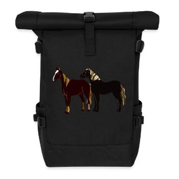 Pferde - Rolltop Rucksack - Schwarz - Vorne