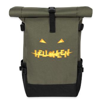 Helloween Pumpkin Type Face - Rolltop Rucksack - Olive/Schwarz - Vorne