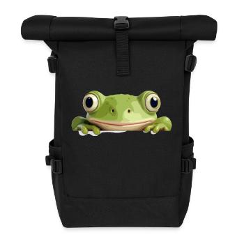 Frosch Peeking Niedliche Entzückende Lustige Tier Karikatur - Rolltop Rucksack - Schwarz - Vorne
