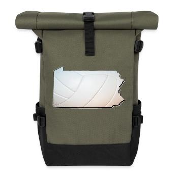 Volleyball in the Pennsylvania State Map - Roll Top Backpack - olive/black - Front