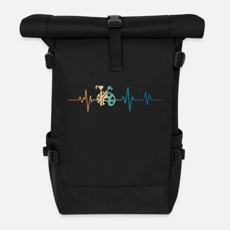 Retro Heartbeat Malerpalette - Rolltop Rucksack - Schwarz