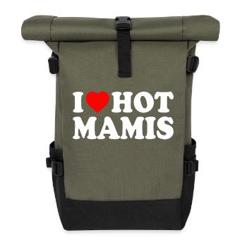 I love hot mamis - Rolltop Rucksack - Olive/Schwarz - Vorne