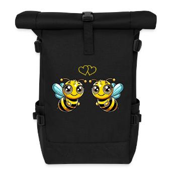 biene cartoon comic love - Rolltop Rucksack - Schwarz - Vorne