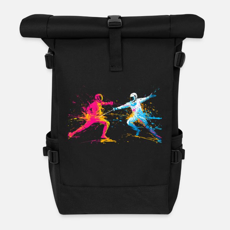 Buntes Fechten Fechter - Rolltop Rucksack - Schwarz