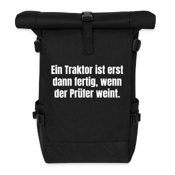 Tractor lasts forever with humor - Roll Top Backpack - black - Front