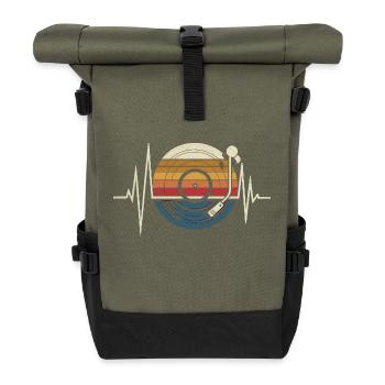 Vinyle Disques Battement de coeur Musique - Sac à dos roll top - olive/noir - Devant
