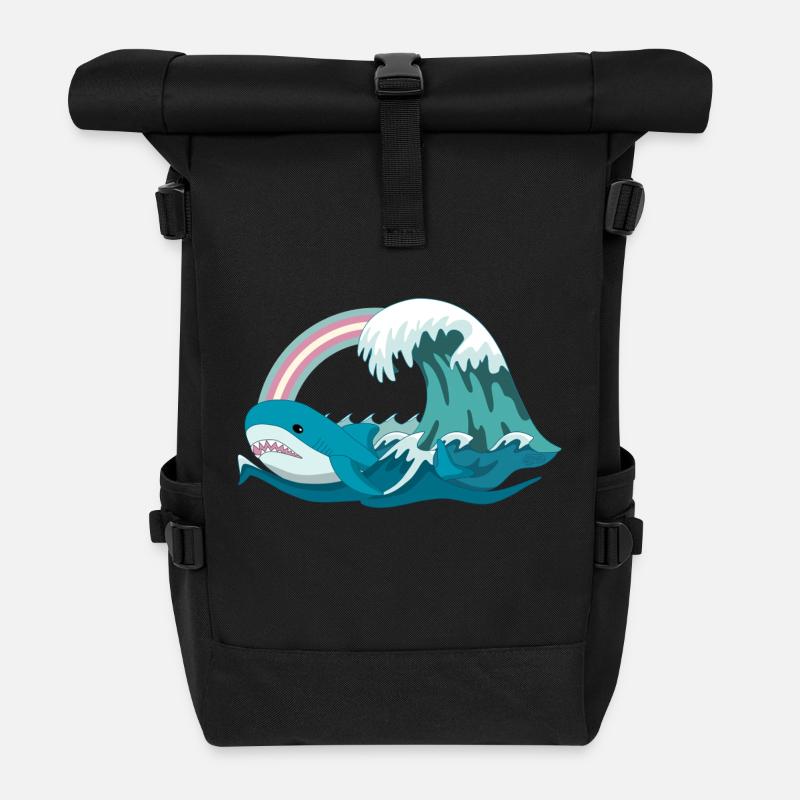 Pride Blahaj Pastell Regenbogen - Rolltop Rucksack - Schwarz