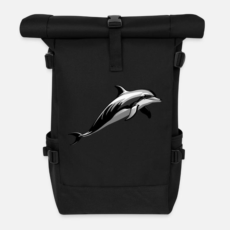 Delfin - Cute Ocean Pet Design - Rolltop Rucksack - Schwarz