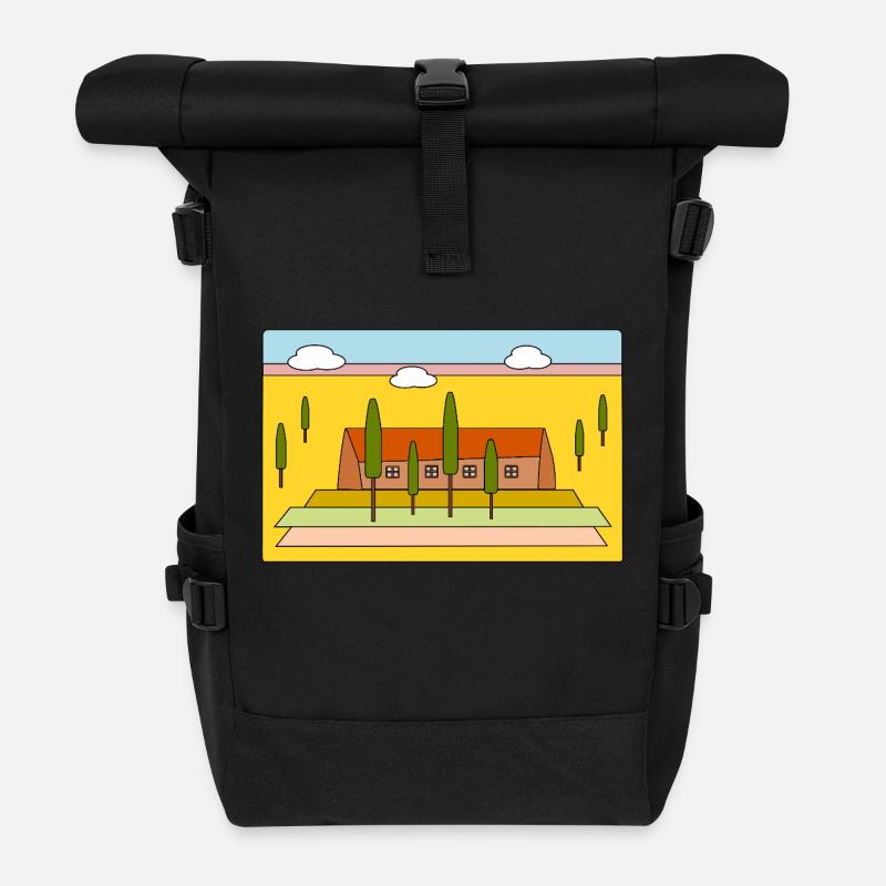 Paysage avec des cyprès - Sac à dos roll top - noir