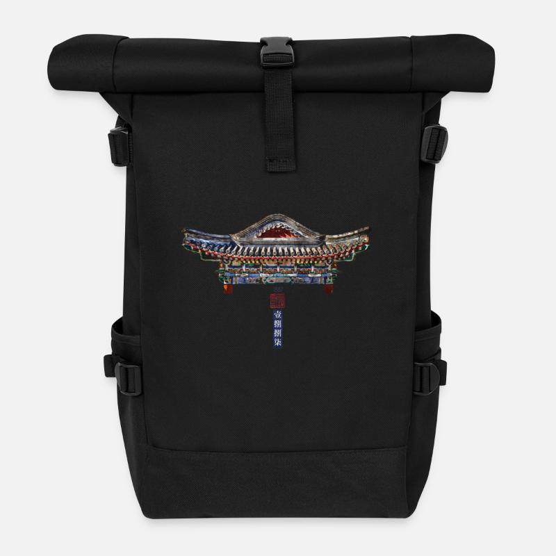 Chinesisch_Architektur in the Beihai_Qinquan_1887 - Roll Top Backpack - black