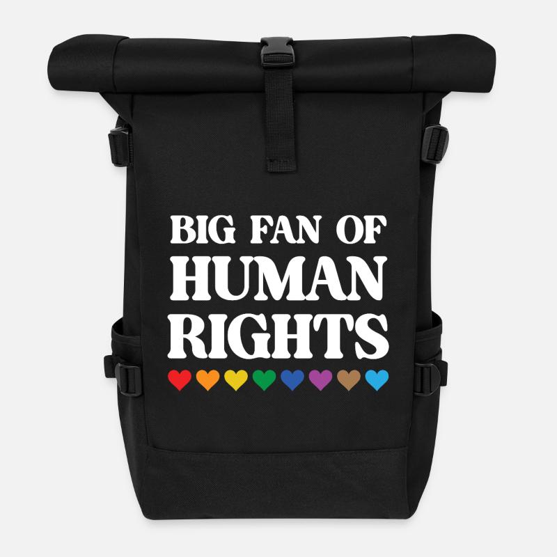LGBTQ Pride Month - Großer Fan der Menschenrechte - Rolltop Rucksack - Schwarz