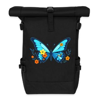 Butterfly with flowers - Roll Top Backpack - black - Front