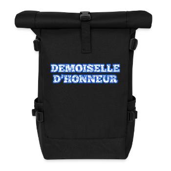 Blaue Chinoiserie Brautjungfer - Rolltop Rucksack - Schwarz - Vorne