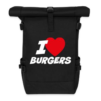 Ich liebe Burger - Rolltop Rucksack - Schwarz - Vorne