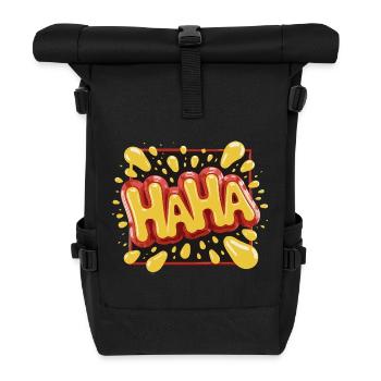 Lebhaftes Haha-Design im Comic-Stil - Rolltop Rucksack - Schwarz - Vorne