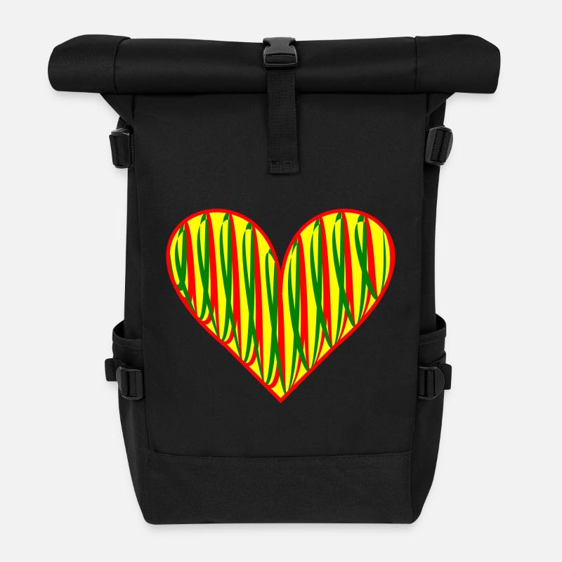 Abstract heart with colorful pattern - Roll Top Backpack - black