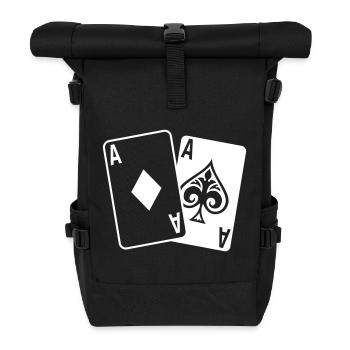 Poker Cards – Texas Hold'em Casino Design - Roll Top Backpack - black - Front