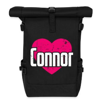I Love Connor Pink Heart I Love Connor - Roll Top Backpack - black - Front