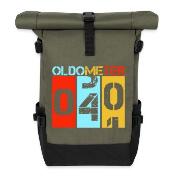 Oldometer 40 Forty Geburtstag Lustiges Alterndes Retro-Geschenk - Rolltop Rucksack - Olive/Schwarz - Vorne